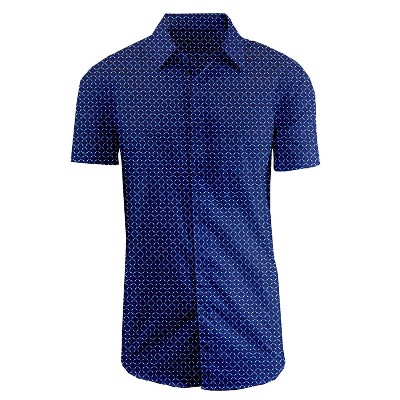 Galaxy By Harvic Men's Slim Fit  Short Sleeve Stretch Printed Dress Shirts