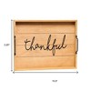 HomeRoots 12" Natural And Black Thankful Serving Tray With Handles - 3 of 4