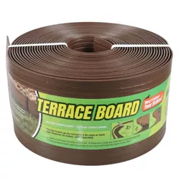 4" x 20' Terrace Board Lawn And Garden Edging With 5 stakes - Brown - Master Mark Plastics