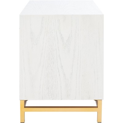 Spellbinding White Washed & Brass 2-Drawer Nightstand