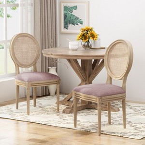 Christopher Knight Home Phineas French Country Fabric Upholstered Rubberwood Dining Chair (Set of 2) - 1 of 4