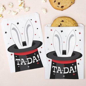 Big Dot of Happiness Magic Show Paper Treat Bags, Magical Birthday Party Candy Bags, Greaseproof White Paper Sandwich Cookie Bags - 25 Count - 1 of 4