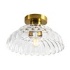 Rennnsan Sydney 11.8 in. 1-Light Modern Gold Dome Semi-Flush Mount Light with Textured Clear Glass - 3 of 4