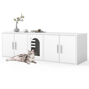 Tangkula 58" Hidden Cat Washroom Furniture w/ Double Rooms Sisal Scratching Mat - 1 of 4