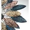 Wind & Weather Metal Wind Spinner with Patina-Like Blue, Golden and Bronze-Colored Leaves with Intricate Filigree Cutouts - 3 of 4
