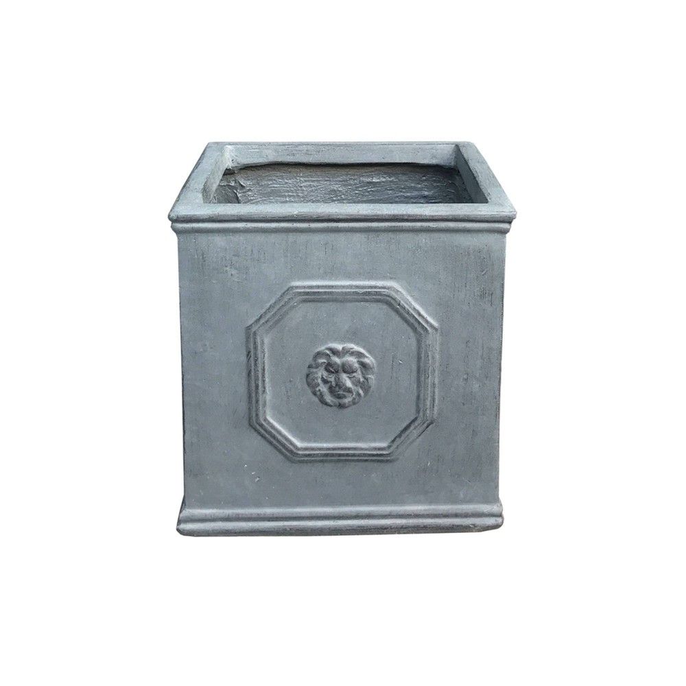 Photos - Flower Pot 10.2" Kante Lightweight Classic Square English Style Lion Head Concrete Pl