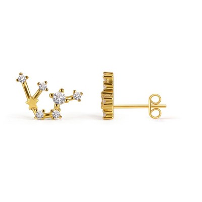Molenia 18K Gold Plated 12 Constellation Personalized Earrings for Women, 925 Sterling Silver Zodiac Stud Earrings Horoscope Celestial Jewelry