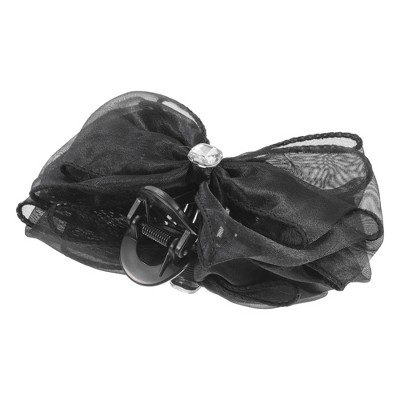 Unique Bargains Women's Fashion Bow Tie Mesh Hair Clips 5.91"x2.56"x2.56" Black 1 Pc