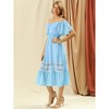 Allegra K Women's Off Shoulder Ruffle Lace Insert High Waist Short Sleeve Flowy Maxi Dress - 4 of 4