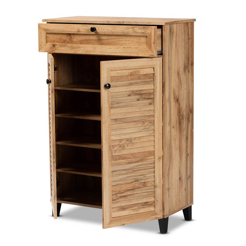 Coolidge Wood 5 Shelf Storage Cabinet Oak Brown - Baxton Studio, 3 of 14