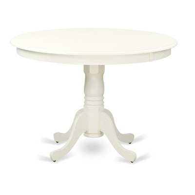 Linen White Round Table with Willow Green Faux Leather Chairs