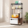 Cat Litter Box Enclosure with 4-Tier Storage Rack, Hidden Litter Box Furniture with Scratching Post, Indoor Cat House Furniture with Cushioned Mat - 2 of 4