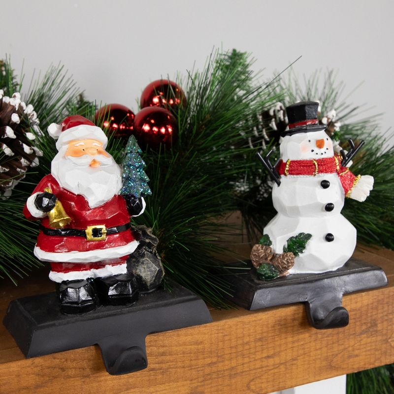 Northlight Set of 2 Santa and Snowman Christmas Stocking Holders 5.5", 3 of 7