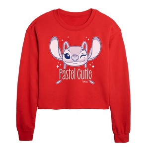 - Disney - Lilo & Stitch Cropped Long Sleeve Crew Neck Sweatshirt - 1 of 3