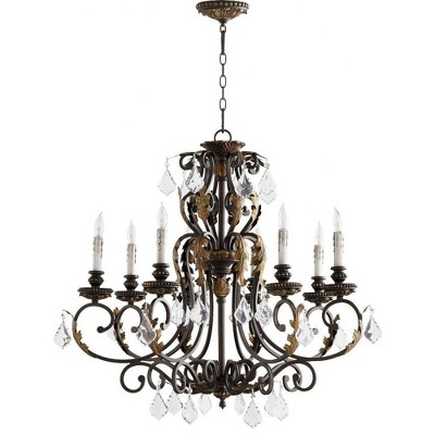 Quorum Lighting Rio Salado 8-Light Chandelier, Toasted Sienna/Mystic Silver, 33Wx32H, Chain Hanging, Incandescent, Damp Rated