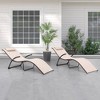 2pk Outdoor Portable Reclining Chaise Lounge Chairs Beige - Crestlive Products - image 2 of 4