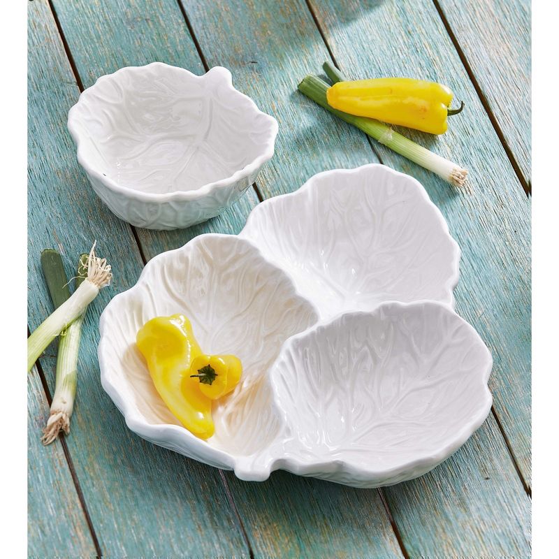 TAG Stoneware Ceramic White Cabbage Shaped Serving Bowl, Dishwasher Safe, 14 oz., 2 of 3