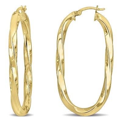 EVERLY JEWELRY | Silver 48x25 MM Oval Twist Hoop Earrings– Multiple Metal Color Options