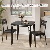 Dining Table Set for 2 with Storage Square Kitchen Table and 2 Upholstered Chairs Metal Frame Compact Space Saving Apartment Dinette - 3 of 4