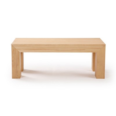 Blonde Wirebrush Solid Pine Rectangular Coffee Table, 40"