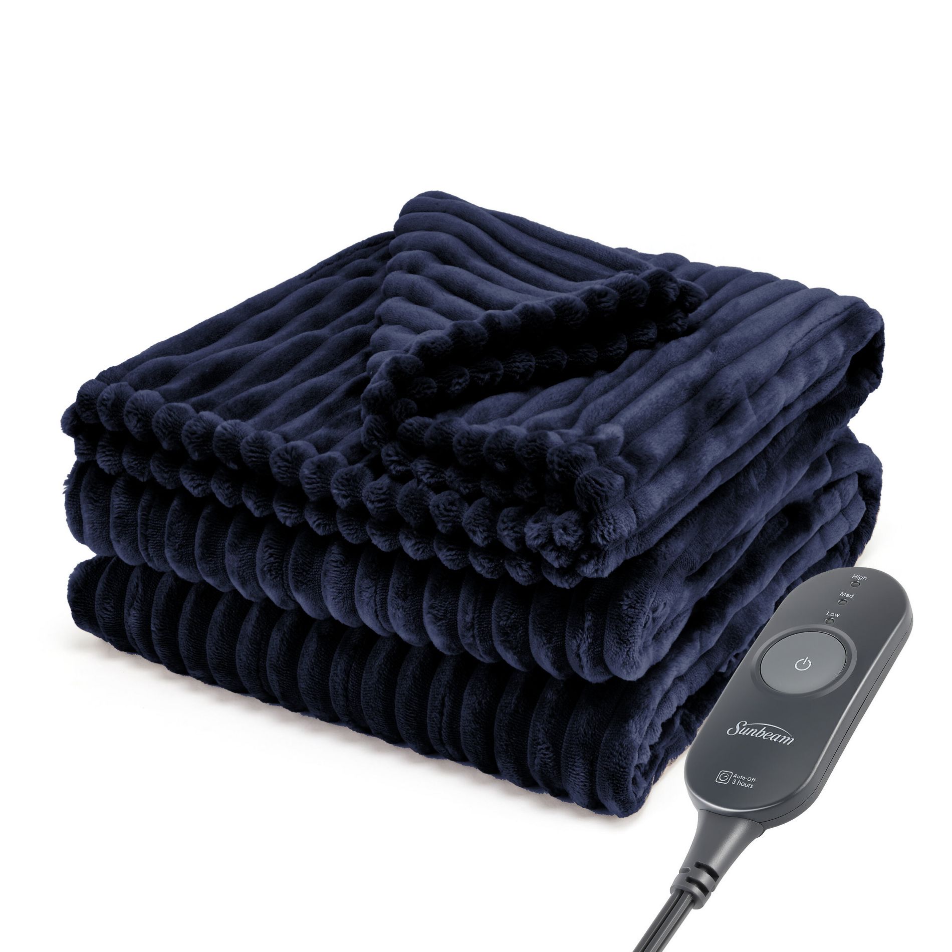 Sunbeam 50"x60" Heated Throw Blanket 3 Heat Settings Textured Velvet