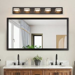 34" Modern 5 Light LED Vanity Light Sleek Bathroom Wall Fixture, Iron & Acrylic, Dimmable & Energy Efficient - 1 of 4