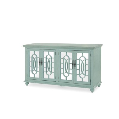 Elegant Mint Trellis 63" Transitional TV Stand with Cabinet Storage