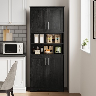 Coucheta 67" Bathroom Storage Cabinet, Cupboard with 4 Doors & Adjustable Shelves, Freestanding Organizer for Bathroom, Kitchen, Pantry & Living Room