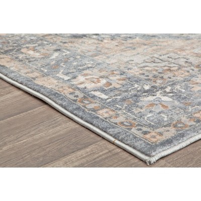 Floral Medallion Taupe Grey 8' Round Synthetic Area Rug