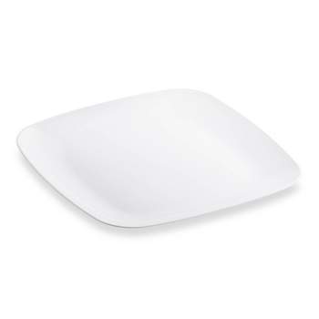 Smarty Had A Party 10" Solid White Flat Rounded Square Disposable Plastic Dinner Plates (120 Plates)