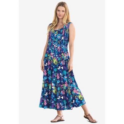 Woman Within Plus Size Petite Pintucked Sleeveless Dress