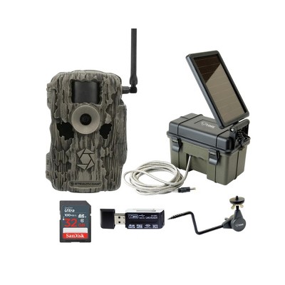 Stealth Cam 36MP Fusion Max Cellular Trail Camera with 80 Feet Detection Range with Solar Power Pack Cam Holder 32GB Memory Cards and Card Reader