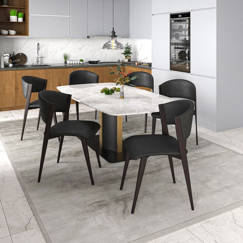 LeisureMod Aspen Modern Dining Chairs, Upholstered Leather Kitchen Room Chairs, with Metal Legs, Stylish and Ergonomic Design, 3 of 9