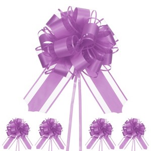 Unique Bargains Plastic Flower Ribbon Satin Gift Bow Pull Bows 12 Pcs - 1 of 4