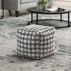 Sapphtopaz Modern Ottoman Square Pouf, Plush Upholstered Footstool with Fabric Floor Pouf, Bean Bag Chair for Bedroom, Living Room - 1 of 4