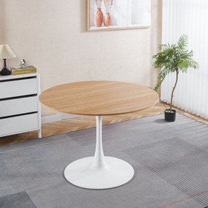 PAGED Dining Table for 4-6 People, Mid-Century Kitchen Table with Round MDF Table Top for Living Room - 1 of 4