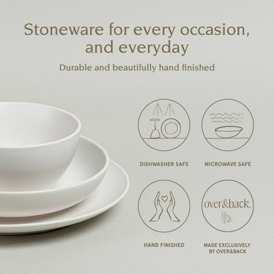 White Semi-Matte Stoneware 12-Piece Dinnerware Set
