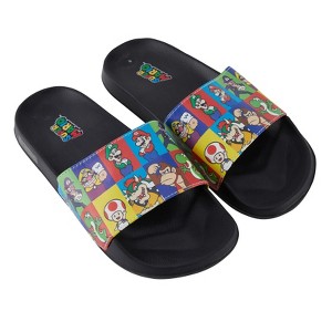 Mens Nintendo Mario Slide Sandals - Super Mario Shoes - Mario, Luigi, Kirby and Donkey Kong Slide Sandals Shoes - 1 of 4