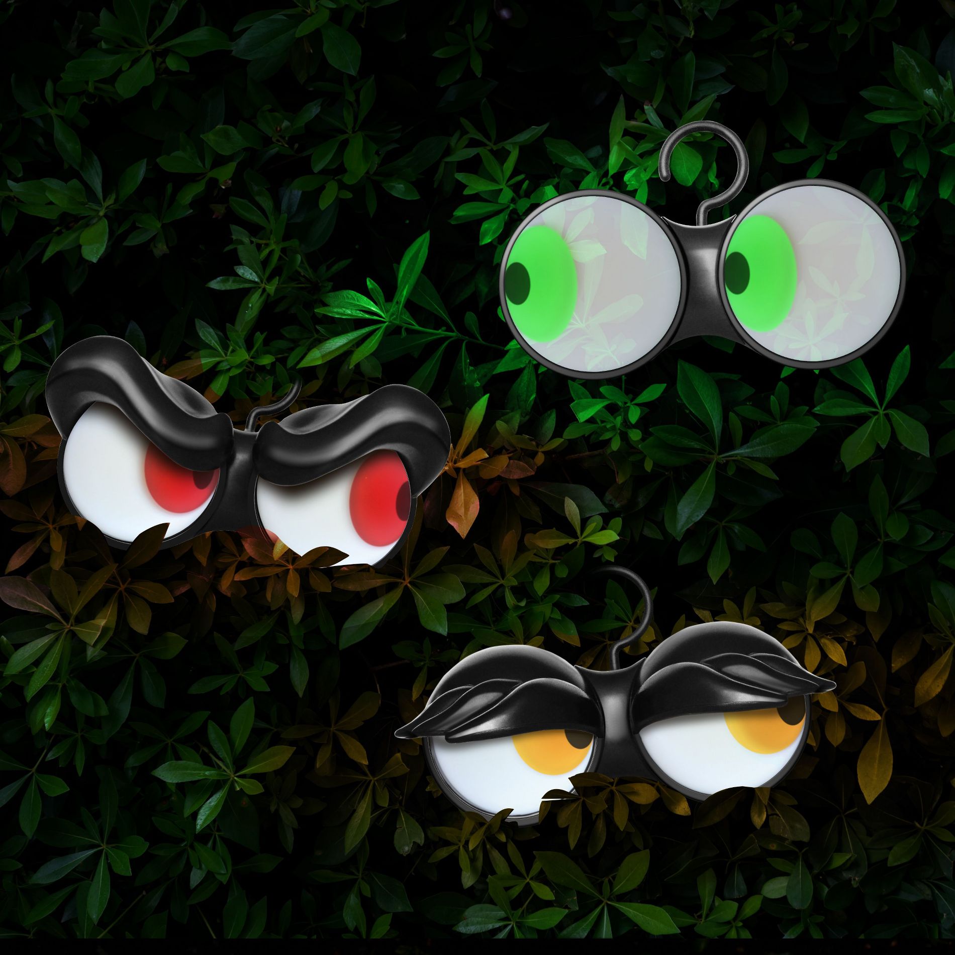 Joyfy 3 Packs Halloween Outdoor Decorations Flashing Peeping Eyes Lights with Timer for Halloween Party Outdoor Indoor Yard Lawn Garden Decoration-Red
