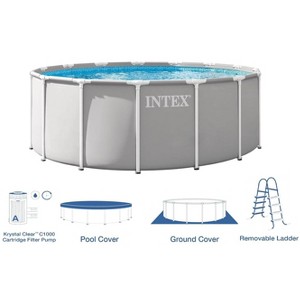 Intex 15-FT X 48-IN Prism Frame Swimming Pool Set w/ Ladder, Cover