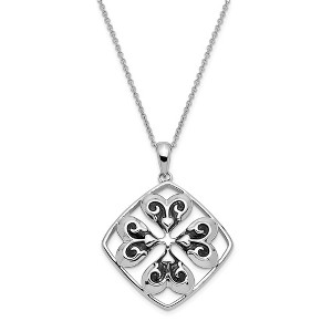 Black Bow Jewelry Rhodium Plated Sterling Wishing You Luck, Clover Necklace, 18 Inch - 1 of 4