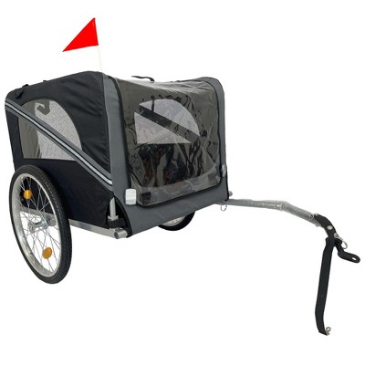 Munora Heavy Duty Foldable Utility Pet Stroller - Black-Gray Dog Carrier & Bicycle Trailer for Elder/Mobility-Impaired Pets