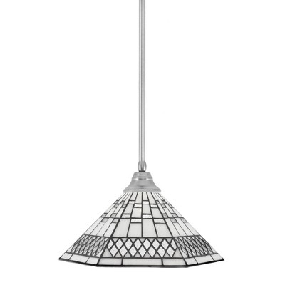 Toltec Lighting Any 1 - Light Pendant in  Brushed Nickel with 16" Pewter Art Glass Shade