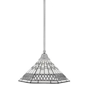 Toltec Lighting Any 1 - Light Pendant in  Brushed Nickel with 16" Pewter Art Glass Shade - 1 of 1