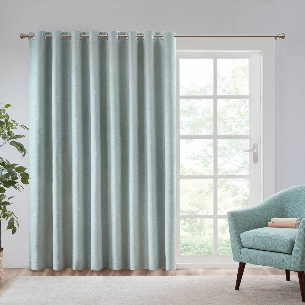 Photos - Curtains & Drapes 84"x100" Rune Heathered Blackout Patio Panel Aqua