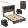 Traditional 4-Piece Queen Bed Set with USB Charging Headboard, 2 Nightstands and 5-Drawer Dresser for Master Bedroom-Cuddlewood - 3 of 4