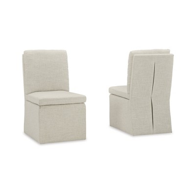 Signature Design by Ashley Krystanza Dining Chair, Set of 2, Upholstered with Casters, Oatmeal