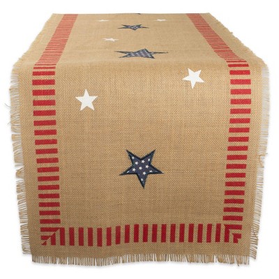 74"x14" 4th Of July Jute Table Runner Tan/Red - Design Imports