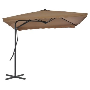 vidaXL Outdoor Parasol with Steel Pole 98.4 in.x98.4 in. Taupe - 1 of 4