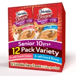 Hartz Delectables Bisque Senior Tuna, Chicken & Shrimp Cat Treats Variety Pack - 16.8oz/12ct